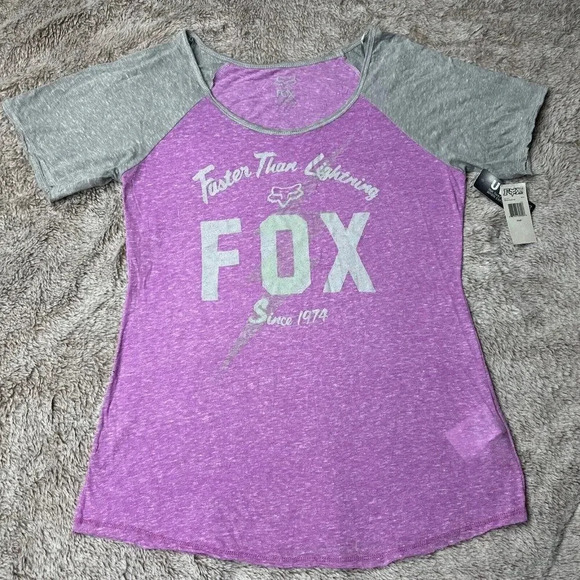 Fox Racing Women’s Resolve Raglan Tee Short Sleeve T-Shirt Lilac New - Picture 2 of 16